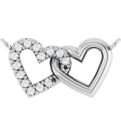 88139 Necklace Center Set 14K White Round Natural Diamond 1Mm 0.05 Ctw I1, G-H Polished .05 Ctw Natural Diamond Interlocking Heart Necklace Center