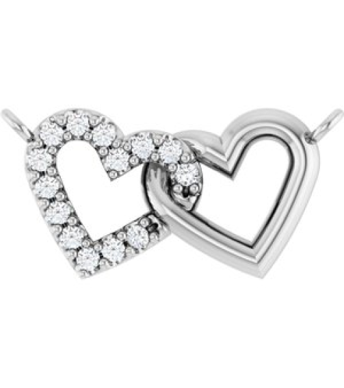 88139 Necklace Center Set 14K White Round Natural Diamond 1Mm 0.05 Ctw I1, G-H Polished .05 Ctw Natural Diamond Interlocking Heart Necklace Center