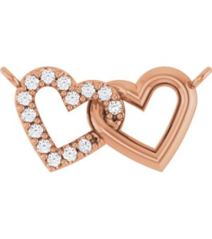 88139 Necklace Center Set 14K Rose Round Natural Diamond 1Mm 0.05 Ctw I1, G-H Polished .05 Ctw Natural Diamond Interlocking Heart Necklace Center