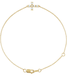 Brc885 Bracelet Set 14K Yellow Round Natural Diamond 2Mm 18 Ctw VsSi1, Ghi 6 12-7 12 In Polished 18 Ctw Natural Rose-Cut Diamond Sideways Cross Bracelet