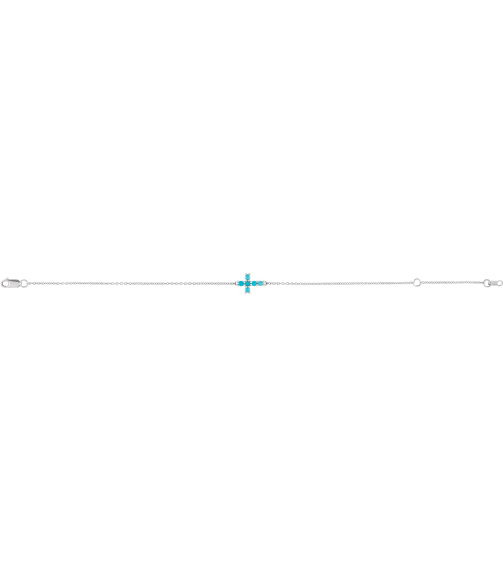 Brc885 Bracelet Set 14K White Round Natural Turquoise 2 Mm 6 12-7 12 In Polished Natural Turquoise Sideways Cross Bracelet