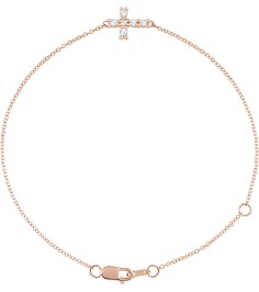 Brc885 Bracelet Set 14K Rose Round Natural Diamond 2Mm 18 Ctw VsSi1, Ghi 6 12-7 12 In Polished 18 Ctw Natural Rose-Cut Diamond Sideways Cross Bracelet