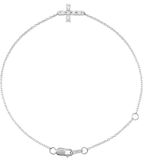 Brc885 Bracelet Set Sterling Silver Round Natural Diamond 2Mm 18 Ctw VsSi1, Ghi 6 12-7 12 In Polished 18 Ctw Natural Rose-Cut Diamond Sideways Cross Bracelet