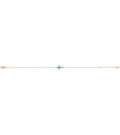 Brc885 Bracelet Set 14K Rose Round Natural Turquoise 2 Mm 6 12-7 12 In Polished Natural Turquoise Sideways Cross Bracelet