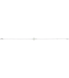 Brc885 Bracelet Set 14K White Round Natural White Opal 2 Mm 6 12-7 12 In Polished Natural White Opal Sideways Cross Bracelet