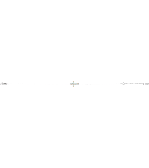 Brc885 Bracelet Set 14K White Round Natural White Opal 2 Mm 6 12-7 12 In Polished Natural White Opal Sideways Cross Bracelet
