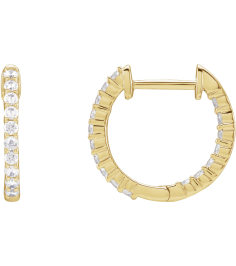653631 Earring Set 14K Yellow 14.5 Mm 1.66 Mm Natural Diamond Round 1.5Mm 12 Ctw I1, Gh Pair Hinged Polished 12 Ctw Natural Diamond Inside-Outside Hoop Earrings