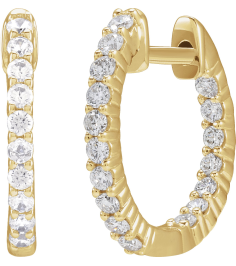 653631 Earring Set 14K Yellow 14.5 Mm 1.66 Mm Natural Diamond Round 1.5Mm 12 Ctw I1, Gh Pair Hinged Polished 12 Ctw Natural Diamond Inside-Outside Hoop Earrings