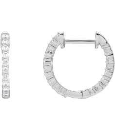 653631 Earring Set 14K White 14.5 Mm 1.66 Mm Natural Diamond Round 1.5Mm 12 Ctw I1, Gh Pair Hinged Polished 12 Ctw Natural Diamond Inside-Outside Hoop Earrings