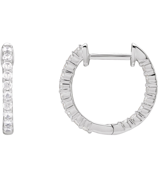 653631 Earring Set 14K White 14.5 Mm 1.66 Mm Natural Diamond Round 1.5Mm 12 Ctw I1, Gh Pair Hinged Polished 12 Ctw Natural Diamond Inside-Outside Hoop Earrings