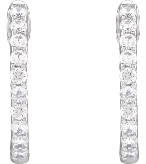 653631 Earring Set 14K White 14.5 Mm 1.66 Mm Natural Diamond Round 1.5Mm 12 Ctw I1, Gh Pair Hinged Polished 12 Ctw Natural Diamond Inside-Outside Hoop Earrings