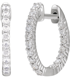 653631 Earring Set 14K White 14.5 Mm 1.66 Mm Natural Diamond Round 1.5Mm 12 Ctw I1, Gh Pair Hinged Polished 12 Ctw Natural Diamond Inside-Outside Hoop Earrings