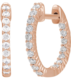 653631 Earring Set 14K Rose 14.5 Mm 1.66 Mm Natural Diamond Round 1.5Mm 12 Ctw I1, Gh Pair Hinged Polished 12 Ctw Natural Diamond Inside-Outside Hoop Earrings