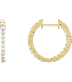 653631 Earring Set 14K Yellow 17.2 Mm 2.15 Mm Natural Diamond Round 1.75Mm 34 Ctw I1, Gh Pair Hinged Polished 34 Ctw Natural Diamond Inside-Outside Hoop Earrings