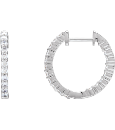 653631 Earring Set 14K White 17.2 Mm 2.15 Mm Natural Diamond Round 1.75Mm 34 Ctw I1, Gh Pair Hinged Polished 34 Ctw Natural Diamond Inside-Outside Hoop Earrings