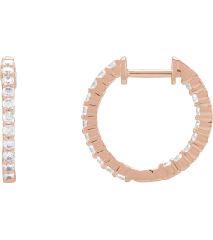 653631 Earring Set 14K Rose 17.2 Mm 2.15 Mm Natural Diamond Round 1.75Mm 34 Ctw I1, Gh Pair Hinged Polished 34 Ctw Natural Diamond Inside-Outside Hoop Earrings