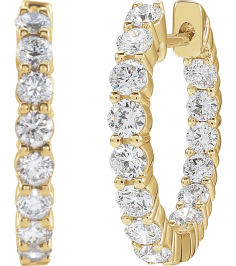 653631 Earring Set 14K Yellow 20 Mm 2.98 Mm Natural Diamond Round 2.8Mm 2 Ctw I1, Gh Pair Hinged Polished 2 Ctw Natural Diamond Inside-Outside Hoop Earrings
