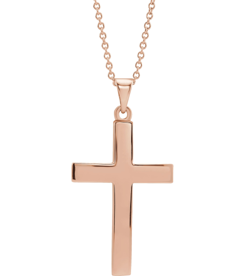 R41279 Necklace 14K Rose 15.23 X 7.38 Mm 18 In Polished Cross Necklace