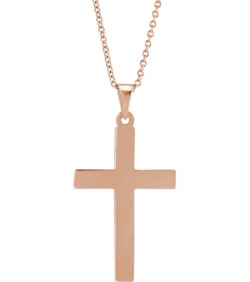 R41279 Necklace 14K Rose 15.23 X 7.38 Mm 18 In Polished Cross Necklace