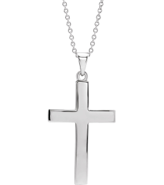 R41279 Necklace 14K White 15.23 X 7.38 Mm 18 In Polished Cross Necklace