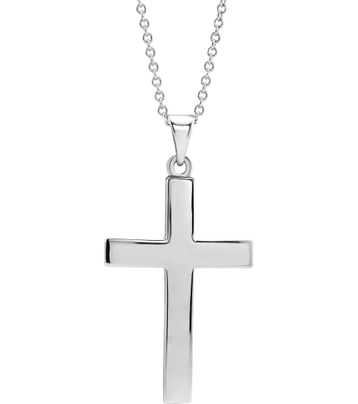 R41279 Necklace 14K White 15.23 X 7.38 Mm 18 In Polished Cross Necklace