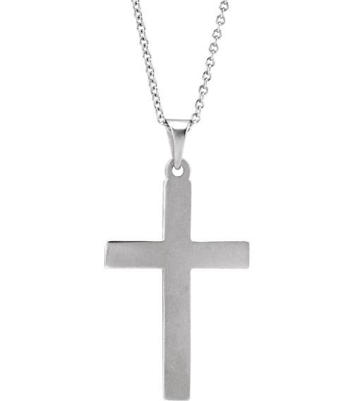 R41279 Necklace 14K White 15.23 X 7.38 Mm 18 In Polished Cross Necklace