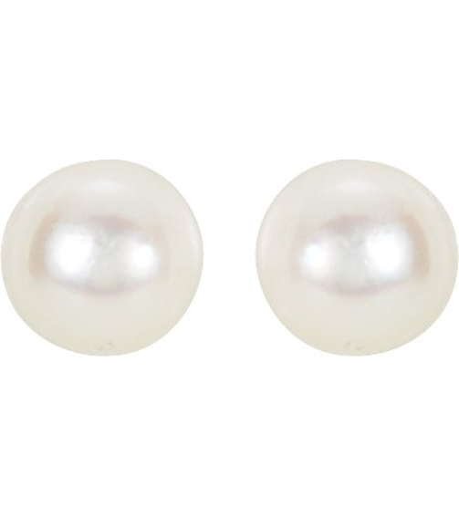61103 Earring Set Cultured White Akoya Pearl Pearl 4 Mm 14K Yellow Pair Friction Backs Included Polished Cultured Akoya Pearl Earrings