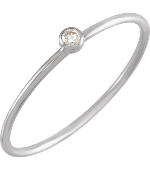 653716 Ring Set 14K White 8 Natural Diamond Round 2 Mm Si1, G+ 0.03 Ct Polished .03 Ct Natural Diamond Stackable Ring