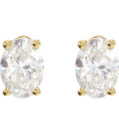 1870 14K Yellow Set Oval Natural Diamond Pair 6 X 4Mm 34 Ctw Si2-Si3, Ghi Friction Friction Backs Included 4-Prong Polished 4-Prong Light Wire Basket Earring