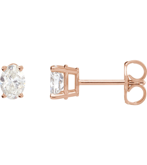 1870 Platinum Set Oval Natural Diamond Pair 7 X 5Mm 1 12 Ctw Si2-Si3, Ghi Friction Friction Backs Included 4-Prong Polished 4-Prong Light Wire Basket Earring