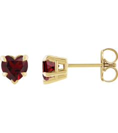 88090 Earring Set Natural Mozambique Garnet Heart 5 X 5 Mm 14K Yellow Pair Friction Backs Included Polished Natural Mozambique Garnet 5-Claw Prong Earrings