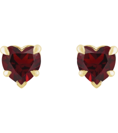 88090 Earring Set Natural Mozambique Garnet Heart 5 X 5 Mm 14K Yellow Pair Friction Backs Included Polished Natural Mozambique Garnet 5-Claw Prong Earrings