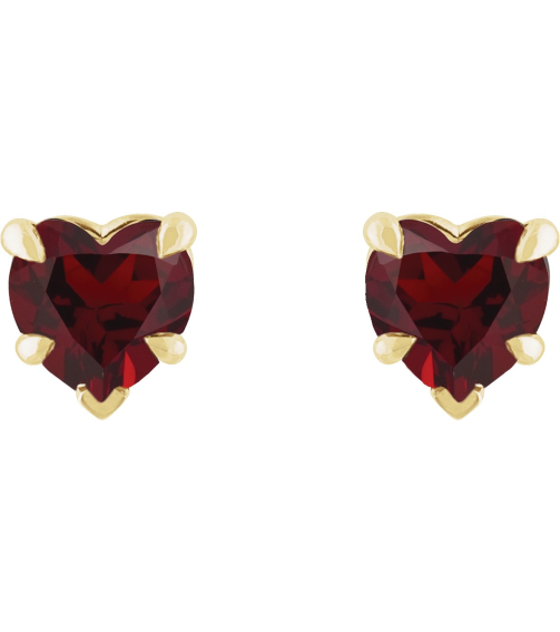 88090 Earring Set Natural Mozambique Garnet Heart 5 X 5 Mm 14K Yellow Pair Friction Backs Included Polished Natural Mozambique Garnet 5-Claw Prong Earrings