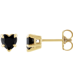 88090 Earring Set Natural Black Onyx Heart 5 X 5 Mm 14K Yellow Pair Friction Backs Included Polished Natural Onyx 5-Claw Prong Earrings