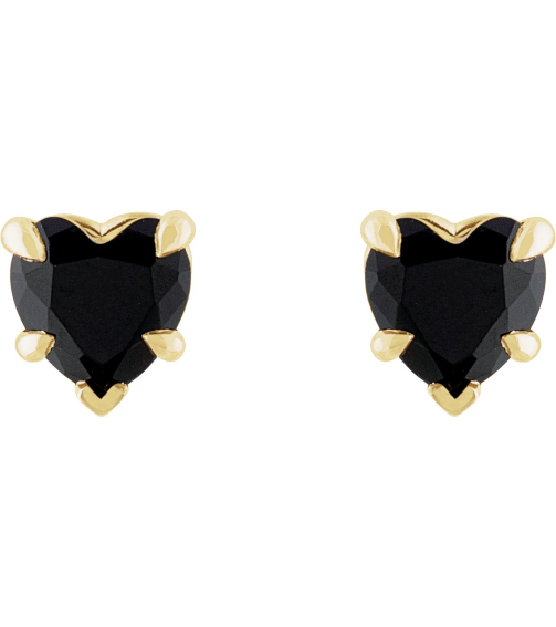 88090 Earring Set Natural Black Onyx Heart 5 X 5 Mm 14K Yellow Pair Friction Backs Included Polished Natural Onyx 5-Claw Prong Earrings