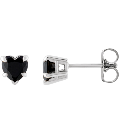 88090 Earring Set Natural Black Onyx Heart 5 X 5 Mm Sterling Silver Pair Friction Backs Included Polished Natural Onyx 5-Claw Prong Earrings
