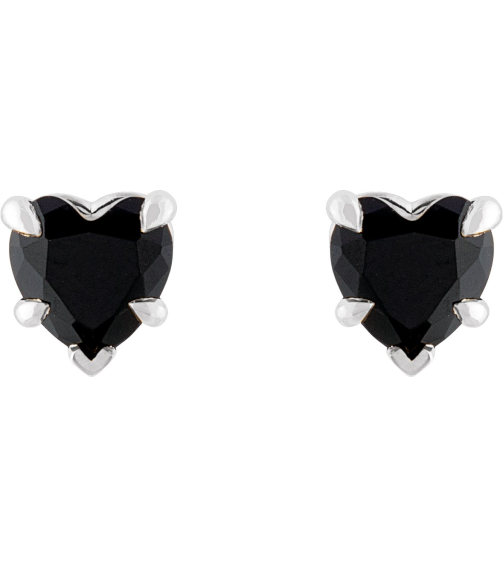 88090 Earring Set Natural Black Onyx Heart 5 X 5 Mm Sterling Silver Pair Friction Backs Included Polished Natural Onyx 5-Claw Prong Earrings