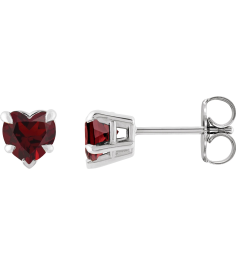 88090 Earring Set Natural Mozambique Garnet Heart 5 X 5 Mm 14K White Pair Friction Backs Included Polished Natural Mozambique Garnet 5-Claw Prong Earrings