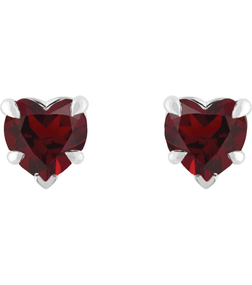 88090 Earring Set Natural Mozambique Garnet Heart 5 X 5 Mm 14K White Pair Friction Backs Included Polished Natural Mozambique Garnet 5-Claw Prong Earrings