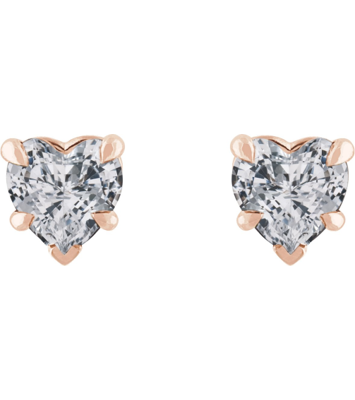 88090 Earring Set Natural White Sapphire Heart 5 X 5 Mm 14K Rose Pair Friction Backs Included Polished Natural White Sapphire 5-Claw Prong Earrings