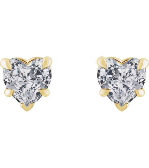 88090 Earring Set Natural White Sapphire Heart 5 X 5 Mm 14K Yellow Pair Friction Backs Included Polished Natural White Sapphire 5-Claw Prong Earrings
