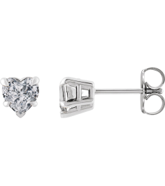 88090 Earring Set Natural White Sapphire Heart 5 X 5 Mm 14K White Pair Friction Backs Included Polished Natural White Sapphire 5-Claw Prong Earrings