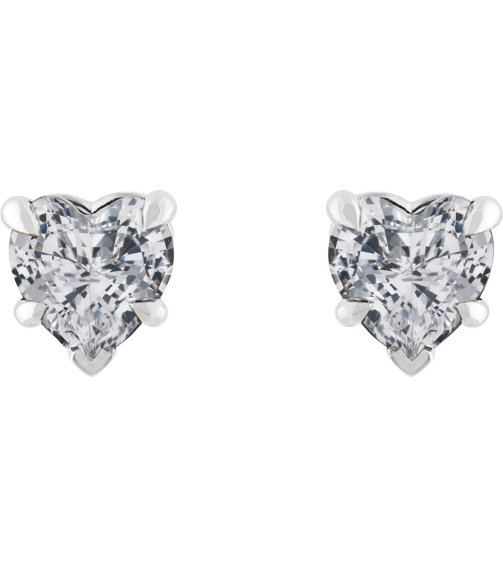 88090 Earring Set Natural White Sapphire Heart 5 X 5 Mm 14K White Pair Friction Backs Included Polished Natural White Sapphire 5-Claw Prong Earrings