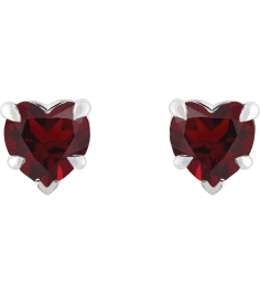 88090 Earring Set Natural Mozambique Garnet Heart 5 X 5 Mm Platinum Pair Friction Backs Included Polished Natural Mozambique Garnet 5-Claw Prong Earrings