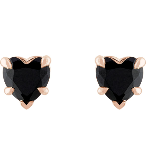 88090 Earring Set Natural Black Onyx Heart 5 X 5 Mm 14K Rose Pair Friction Backs Included Polished Natural Onyx 5-Claw Prong Earrings