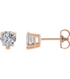 88091 14K Rose Set Heart Natural White Sapphire Pair 5 X 5 Mm Friction Friction Backs Included 5-Prong Polished Natural White Sapphire 5-Prong V-End Earrings