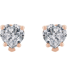 88091 14K Rose Set Heart Natural White Sapphire Pair 5 X 5 Mm Friction Friction Backs Included 5-Prong Polished Natural White Sapphire 5-Prong V-End Earrings