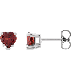 88091 Platinum Set Heart Natural Mozambique Garnet Pair 5 X 5 Mm Friction Friction Backs Included 5-Prong Polished Natural Mozambique Garnet 5-Prong V-End Earrings