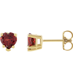 88091 14K Yellow Set Heart Natural Mozambique Garnet Pair 5 X 5 Mm Friction Friction Backs Included 5-Prong Polished Natural Mozambique Garnet 5-Prong V-End Earrings