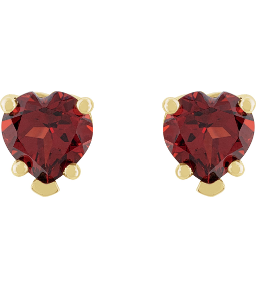 88091 14K Yellow Set Heart Natural Mozambique Garnet Pair 5 X 5 Mm Friction Friction Backs Included 5-Prong Polished Natural Mozambique Garnet 5-Prong V-End Earrings